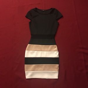 Short sleeve mini dress with sheer middle panel